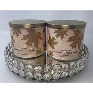 Bath & and Body Works 14.5 oz 3 WICK CANDLES Lot of 2 CHAMPAGNE APPLE & HONEY
